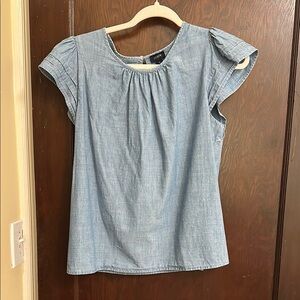 J. Crew Short Sleeve Light Blue Chambray Top
